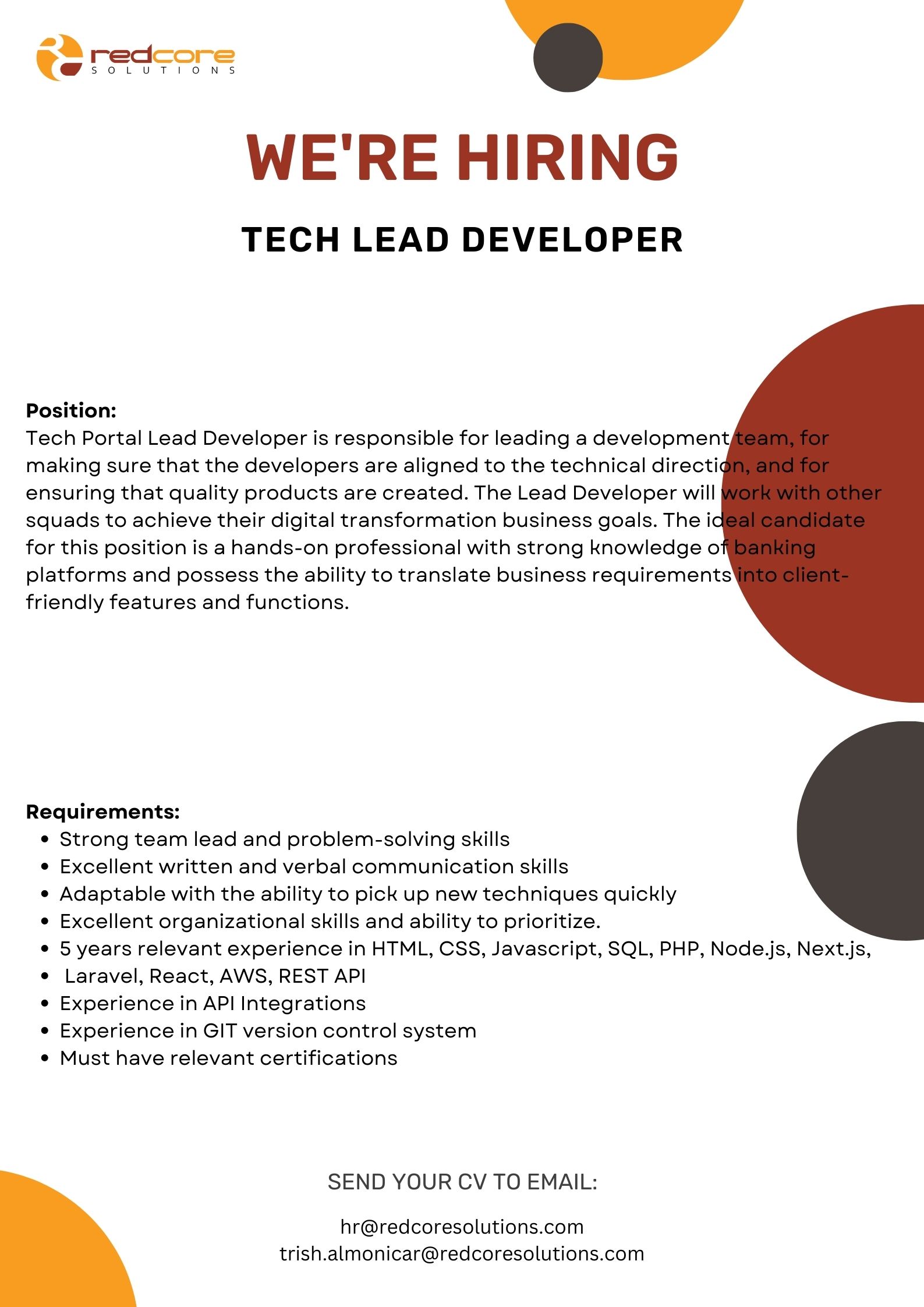 We’re Hiring! Tech Lead Developer